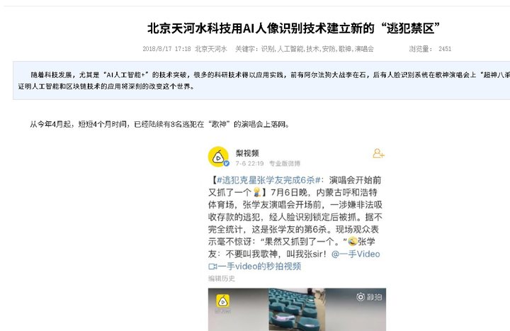 大型演出场馆人像布控报道页截图